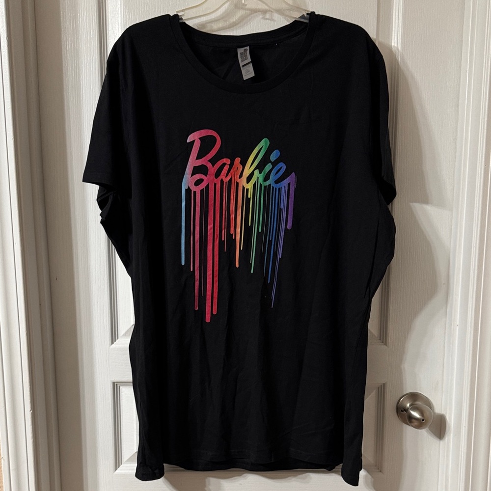 Barbie Black Tee with Colorful Drip Design